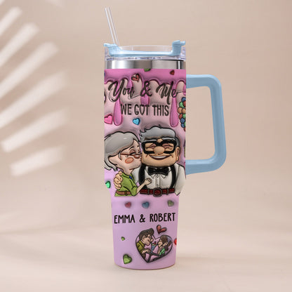 You And Me - Personalized Couple Tumbler With Handle