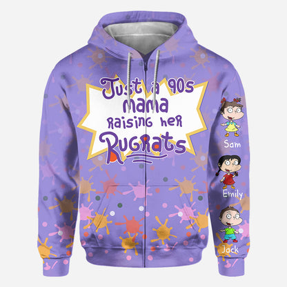 Just A Mama Raising Her Kids - Personalized 90's Cartoon All Over Shirt