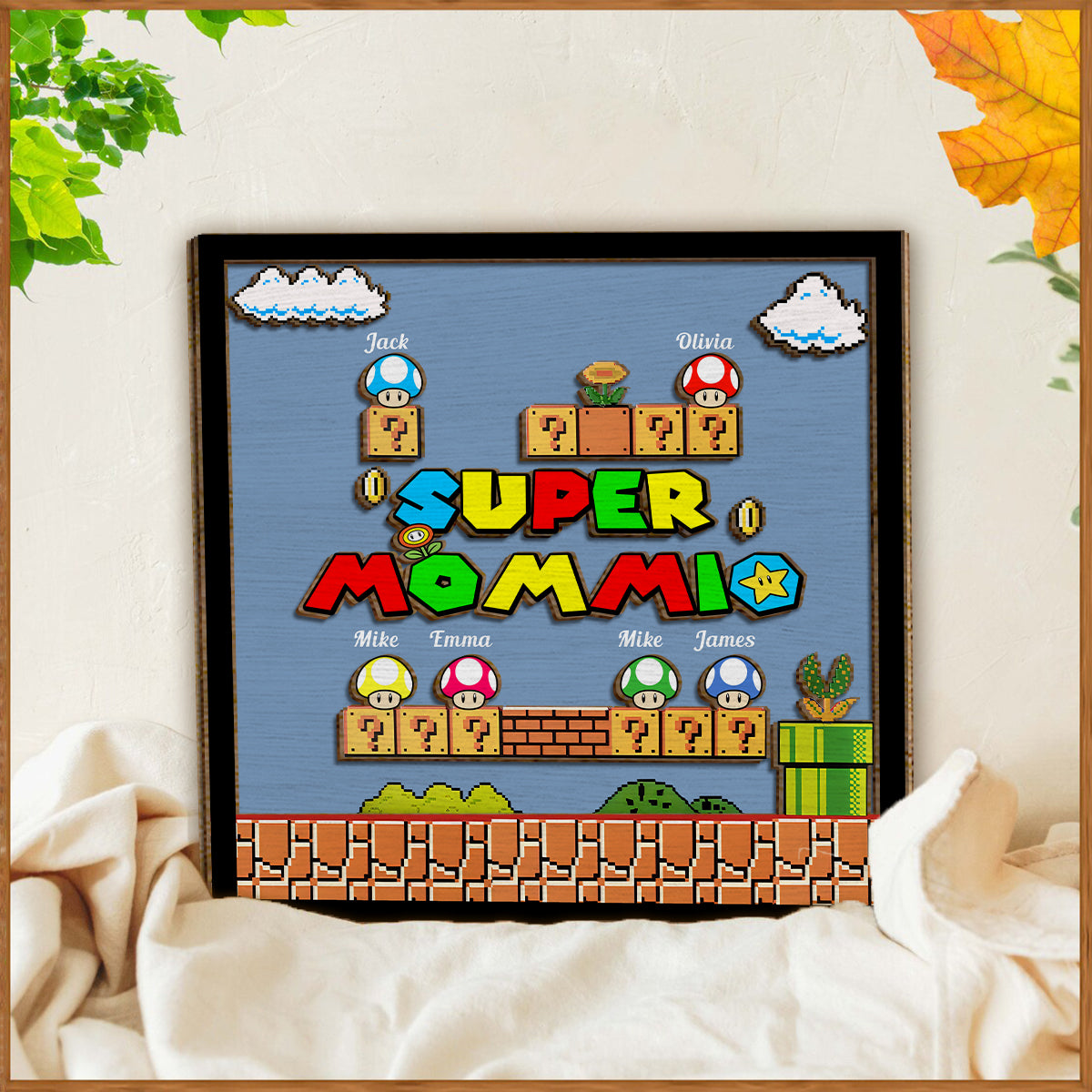 Super Mommio Daddio Game Scene - Personalized Super Plumber 2 Layered Wood Sign / Wood Plaque