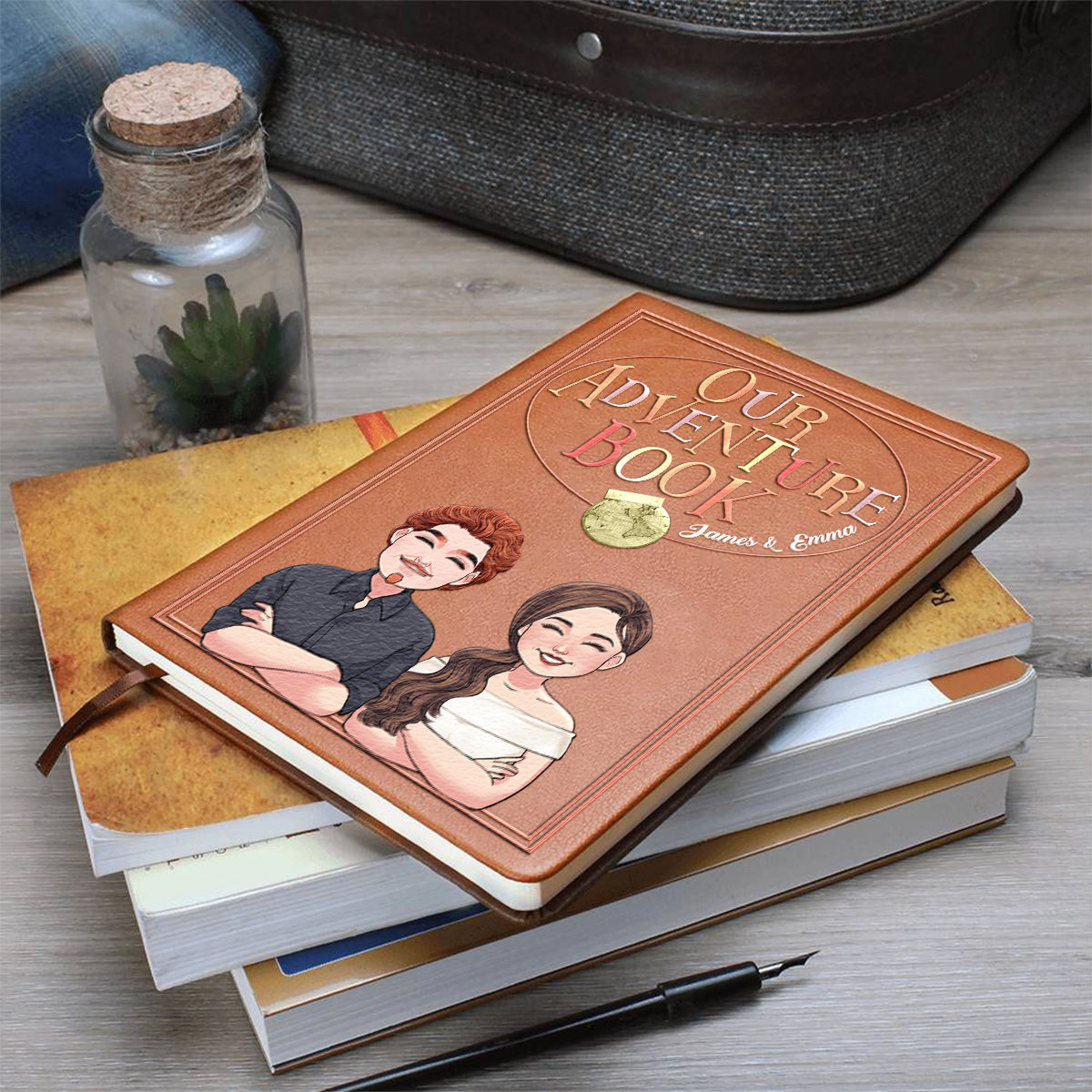 Our Adventure Book - Personalized Couple Leather Journal
