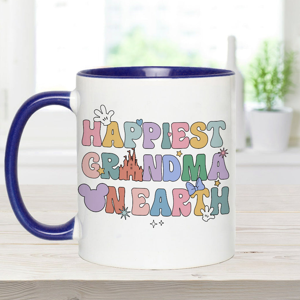 Happiest Grandma Mama On Earth Mouse Ears - Personalized Grandma Accent Mug