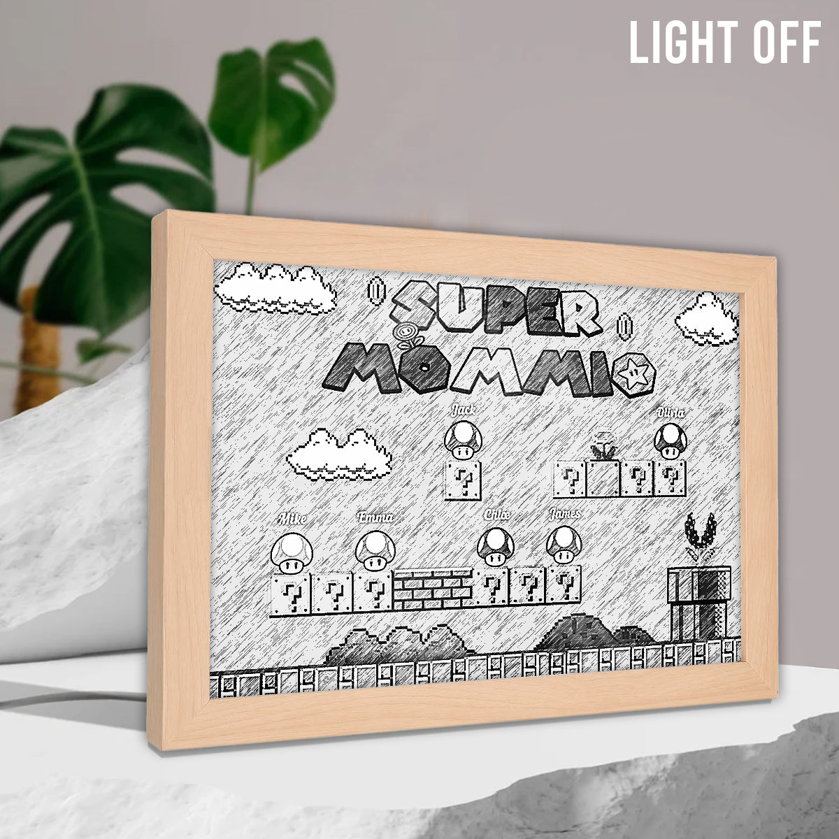 Super Mommio Daddio Game Scene - Personalized Super Plumber Light Photo Frame