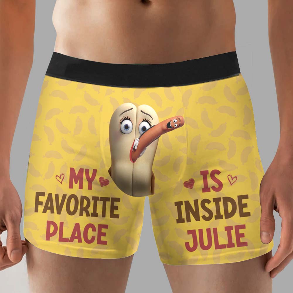 My Favorite Place - Personalized Couple Men’s Boxer Briefs