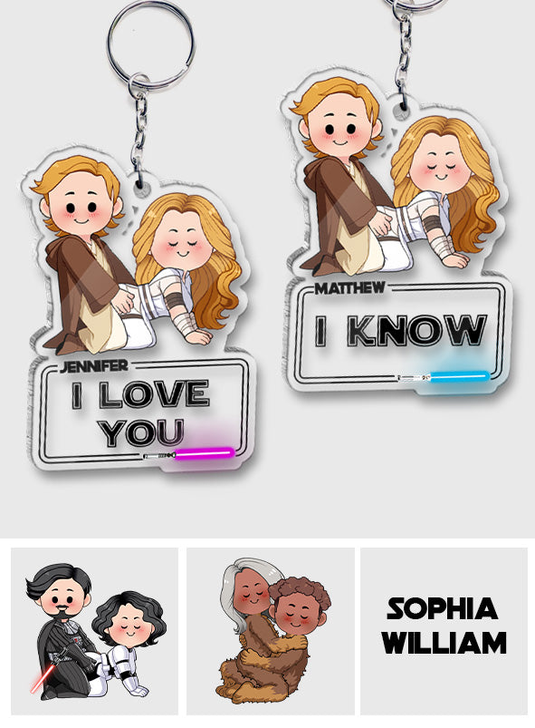 I Love You I Know - Personalized Couple Transparent Keychain