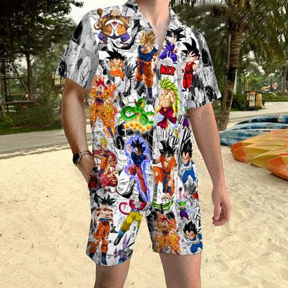 90s Cartoon Perfect Gift For Fans - Personalized Seven Balls Hawaiian Shirt & Men Shorts