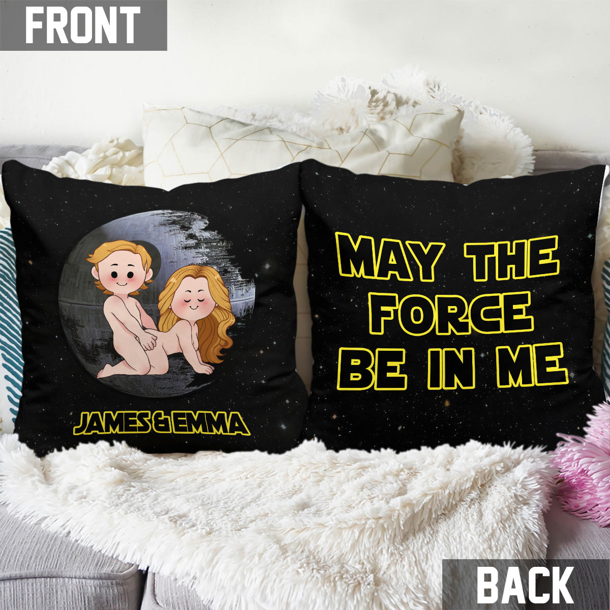 May The Force Be In Me - Personalized Couple Throw Pillow