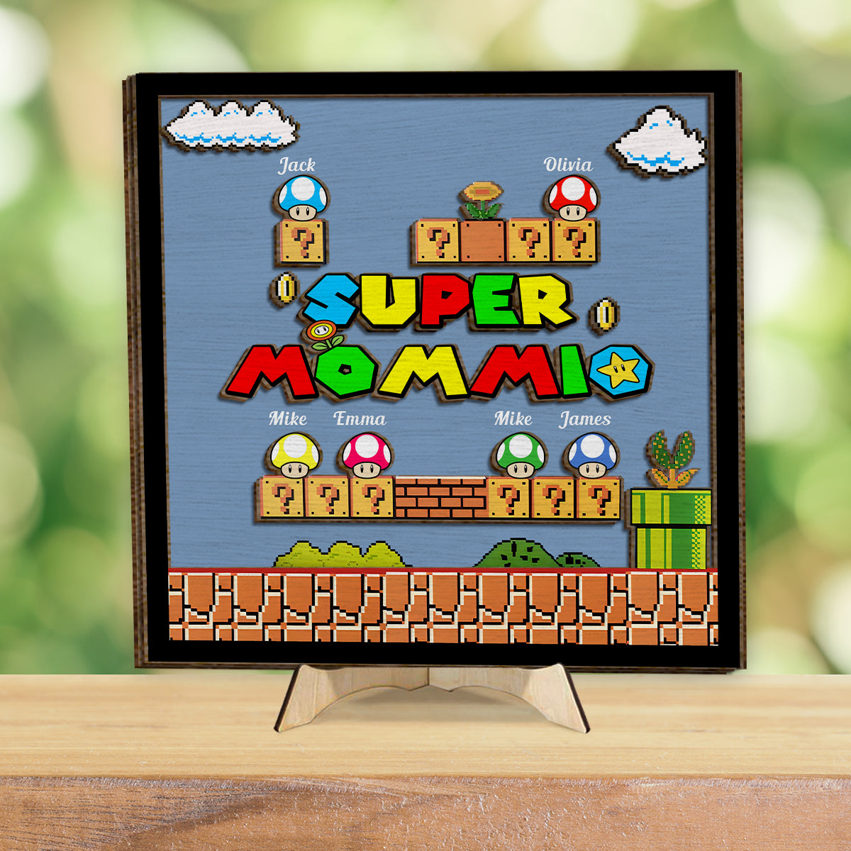 Super Mommio Daddio Game Scene - Personalized Super Plumber 2 Layered Wood Sign / Wood Plaque