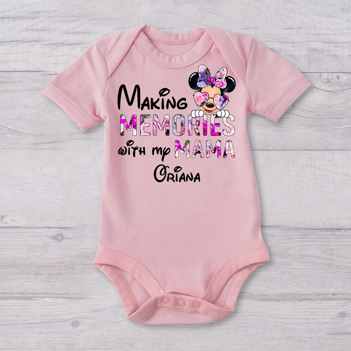 Making Memories With Mama - Personalized Mother T-shirt And Baby Onesie