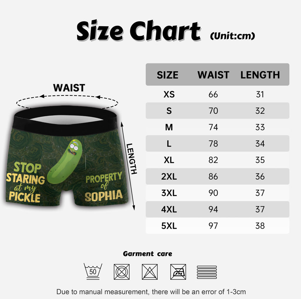 Stop Staring At My Pickle - Personalized Couple Men’s Boxer Briefs