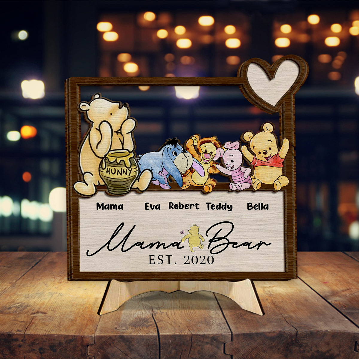 Mama Bear Since Est - Personalized Mother 2 Layered Wood Sign / Wood Plaque