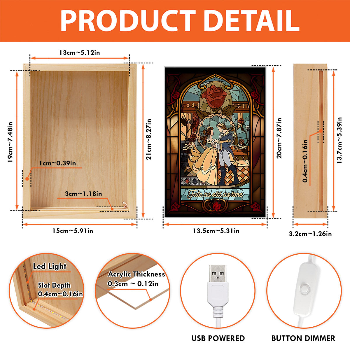 Tale As Old As Times - Personalized Beauty And The Beast Picture Frame Light Box