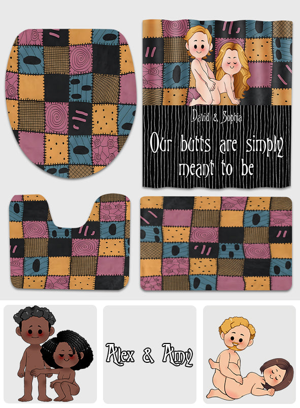 We're Simply Meant To Be Nightmare Naughty - Personalized Nightmare Bathroom Curtain & Mats Set