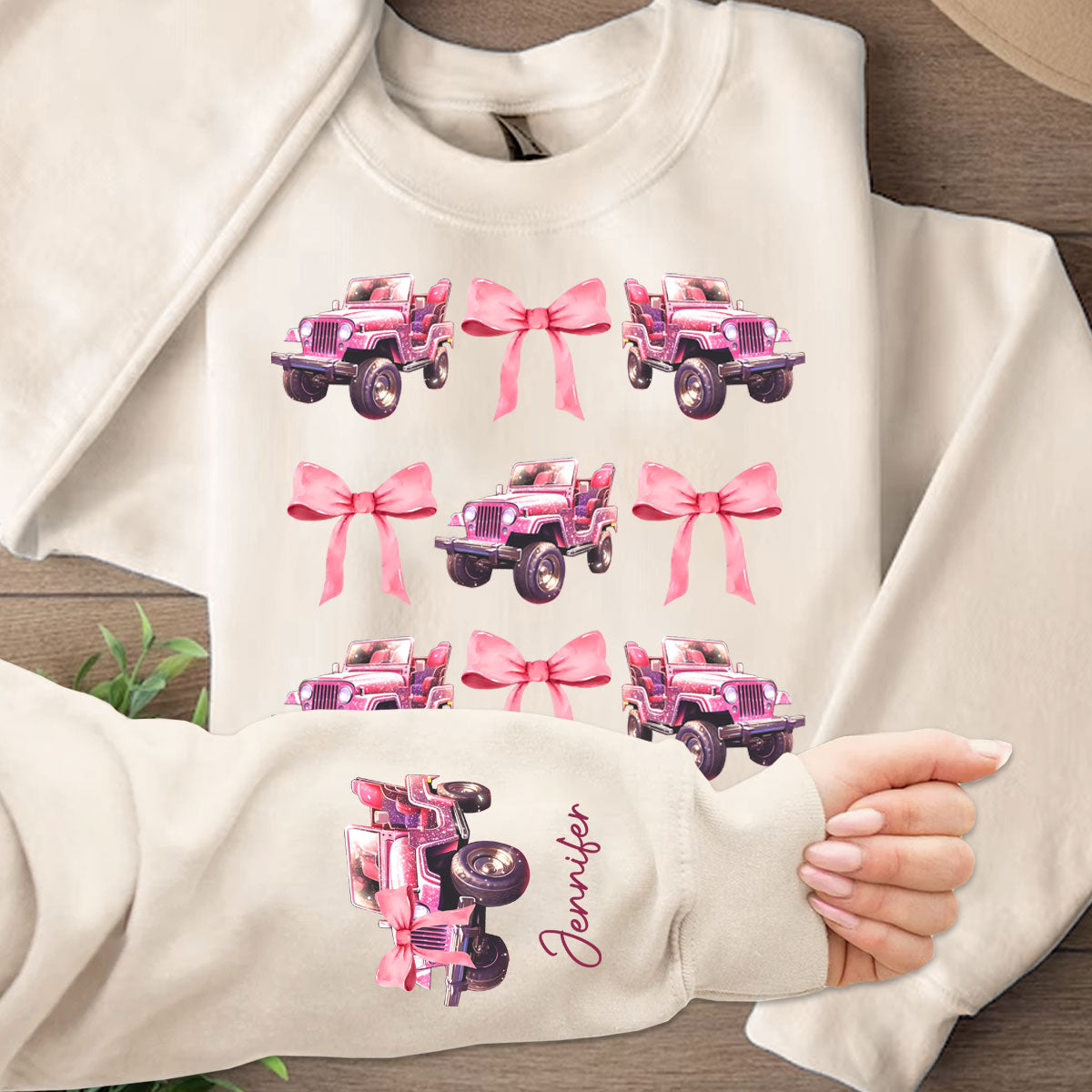 Pink Ribbon Coquette Bow Watercolor Car - Personalized Car All Over Shirt