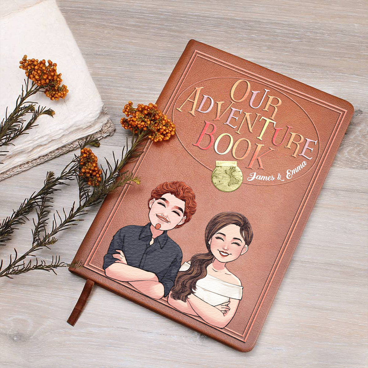 Our Adventure Book - Personalized Couple Leather Journal
