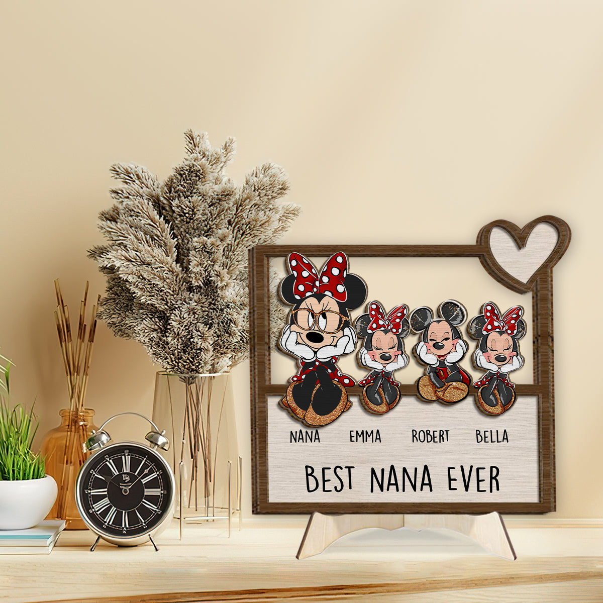 Best Grandma Nana Mother Mom Ever Mouse Ears Magic - Personalized Grandma 2 Layered Wood Sign / Wood Plaque