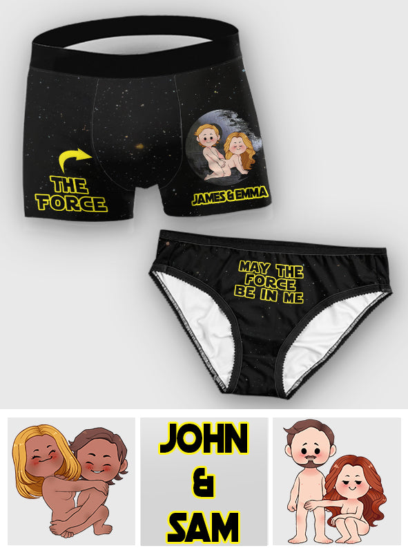 May The Force Be In Me - Personalized Couple Lace Border Women Briefs And Men’s Boxer Briefs