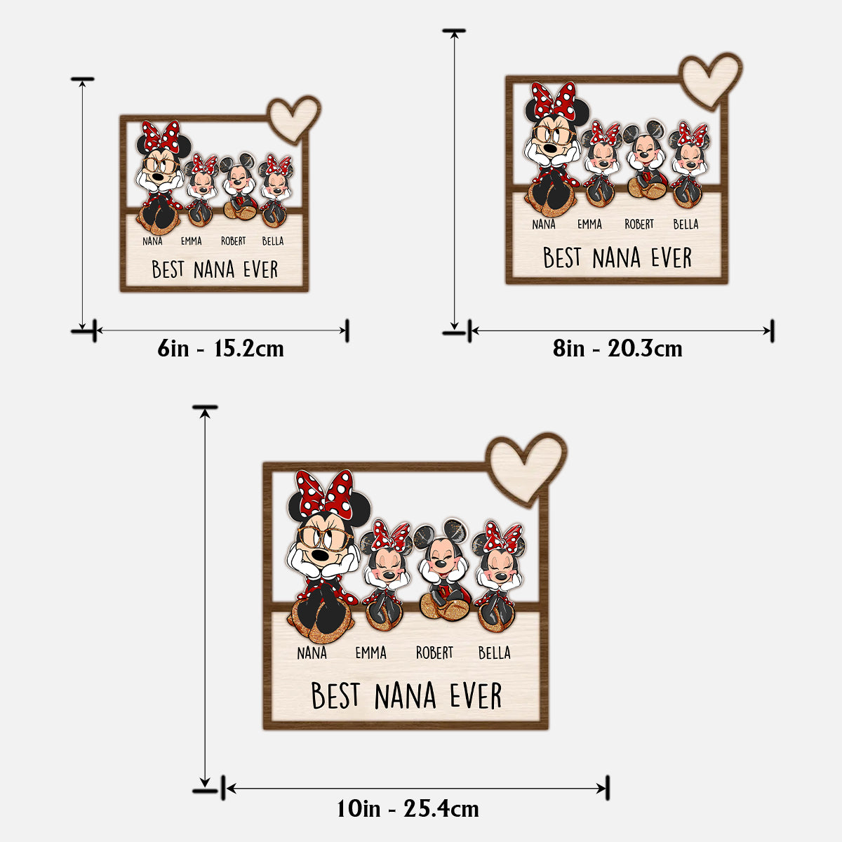 Best Grandma Nana Mother Mom Ever Mouse Ears Magic - Personalized Grandma 2 Layered Wood Sign / Wood Plaque