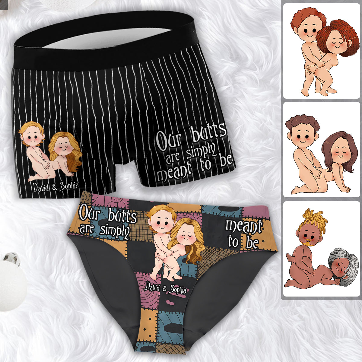 We're Simply Meant To Be Nightmare Naughty Couple - Personalized Couple Women Briefs & Men Boxer Briefs