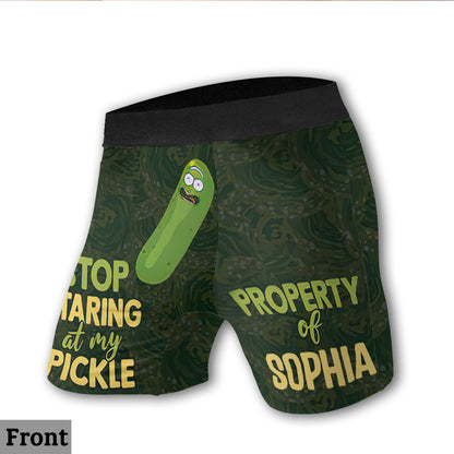 Stop Staring At My Pickle - Personalized Couple Men’s Boxer Briefs