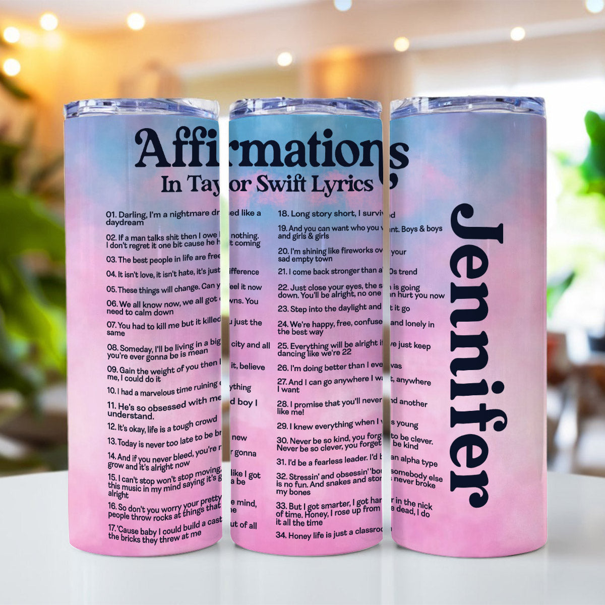 Affirmations in Miss American Lyrics - Personalized Tay-tay Lover Skinny Tumbler