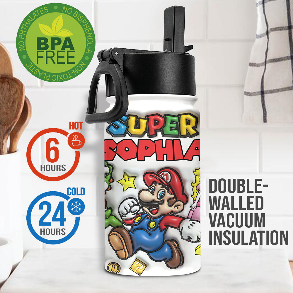Super Mario - Personalized Super Plumber Kids Water Bottle