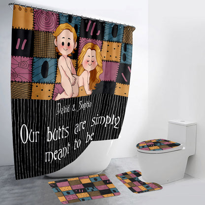 We're Simply Meant To Be Nightmare Naughty - Personalized Nightmare Bathroom Curtain & Mats Set