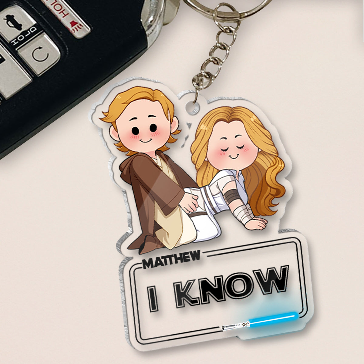 I Love You I Know - Personalized Couple Transparent Keychain