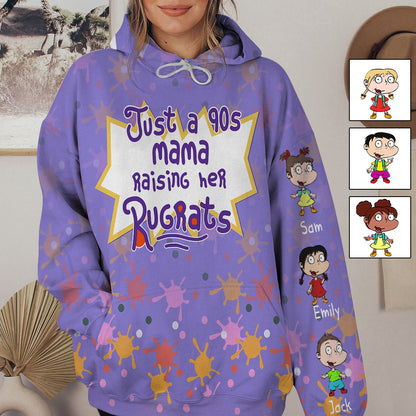 Just A Mama Raising Her Kids - Personalized 90's Cartoon All Over Shirt