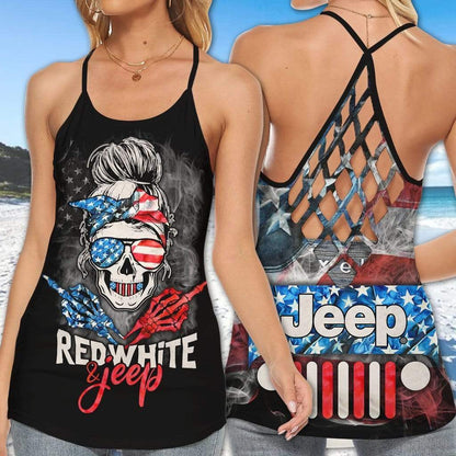 Red White Car Cross Tank Top 0523