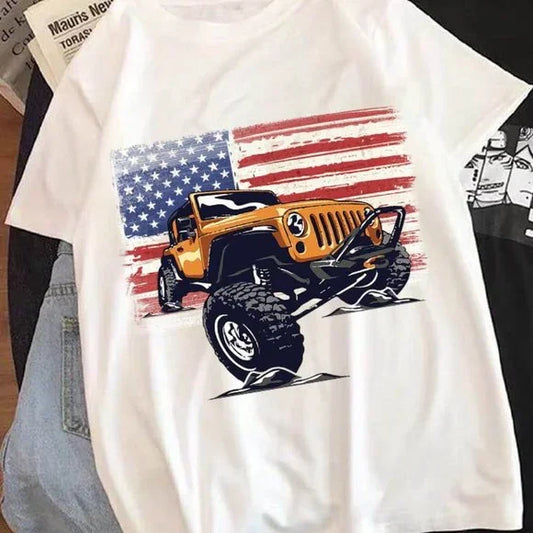 American Flag Car T-shirt and Hoodie 0523