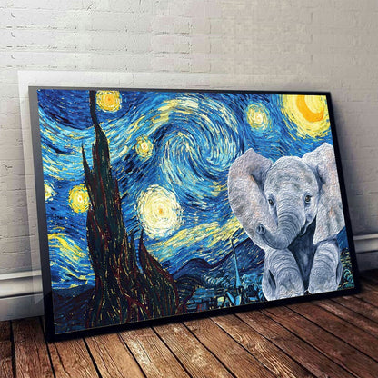 Starry Night - Elephant Poster