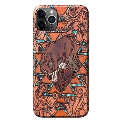 Love Horses Leather Pattern Print Phone Case