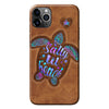 Salty Lil&#39; Beach - Turtle Personalized Leather Pattern Print Phone Case