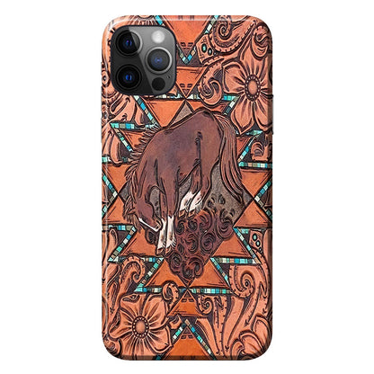 Love Horses Leather Pattern Print Phone Case