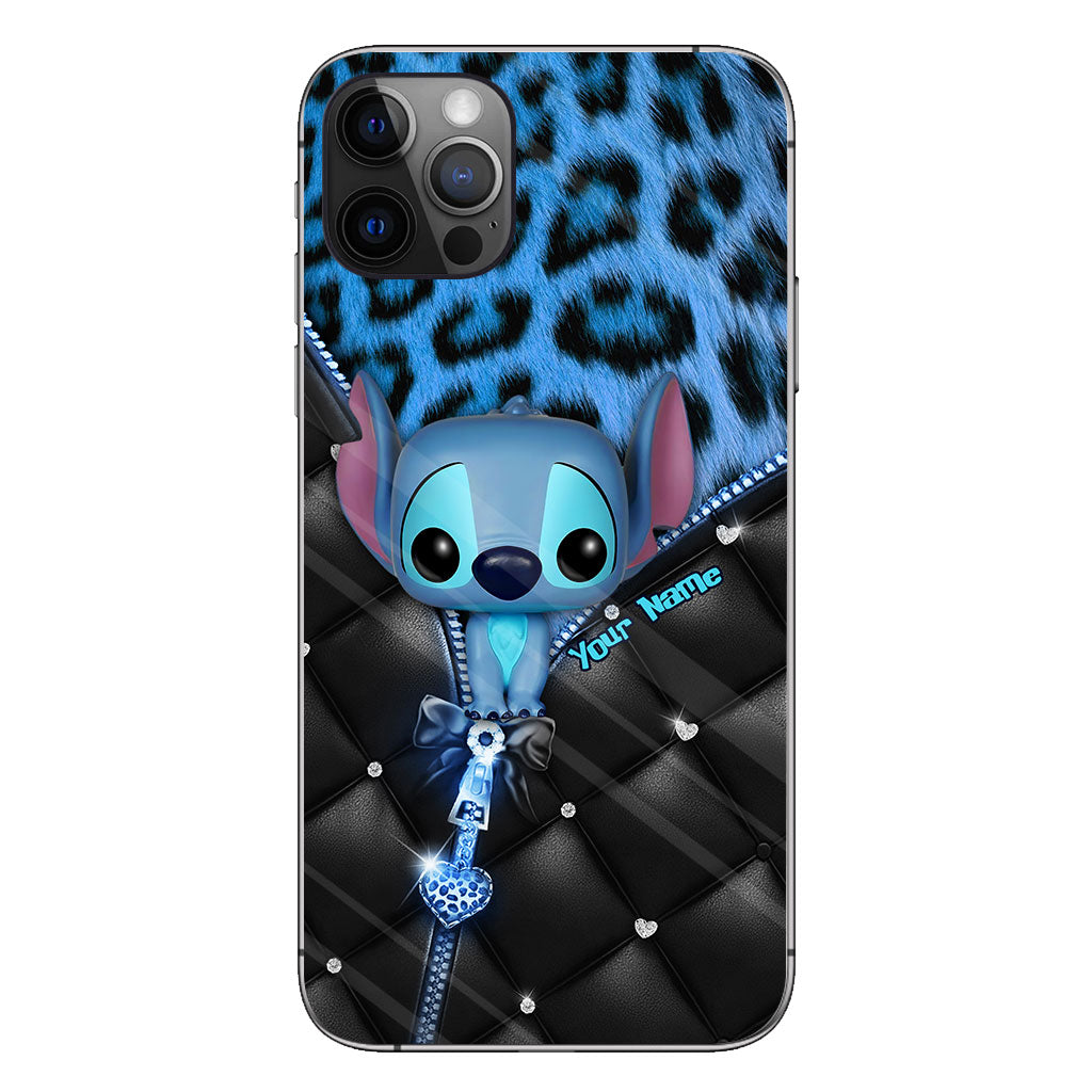 Ohana - Personalized Phone Case With Leather Pattern Print