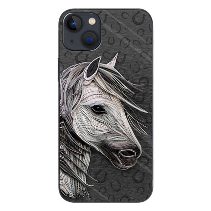 Love Horses - Phone Case With Leather Pattern Print