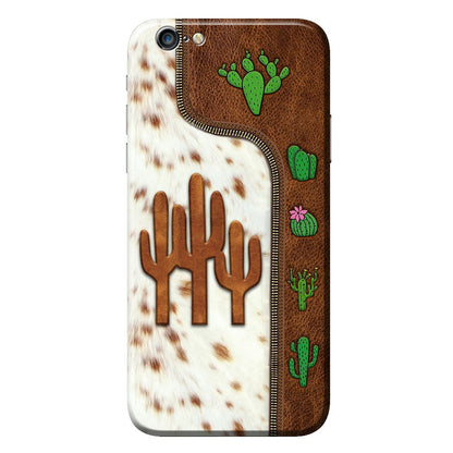 Love Cactus Leather Pattern Print Phone Case 062021