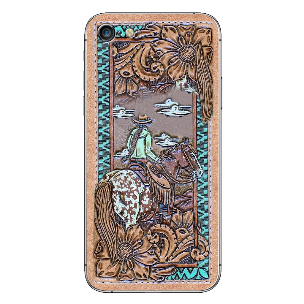 Love Horses - Personalized Phone Case With Leather Pattern Print