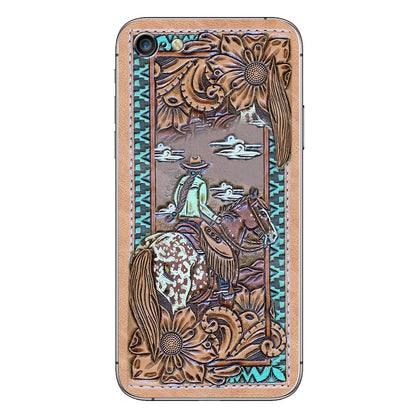 Love Horses - Personalized Phone Case With Leather Pattern Print