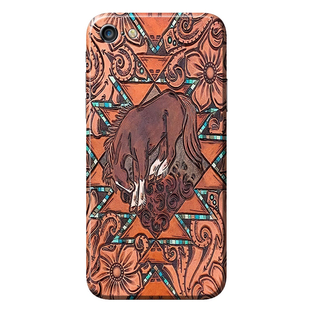 Love Horses Leather Pattern Print Phone Case