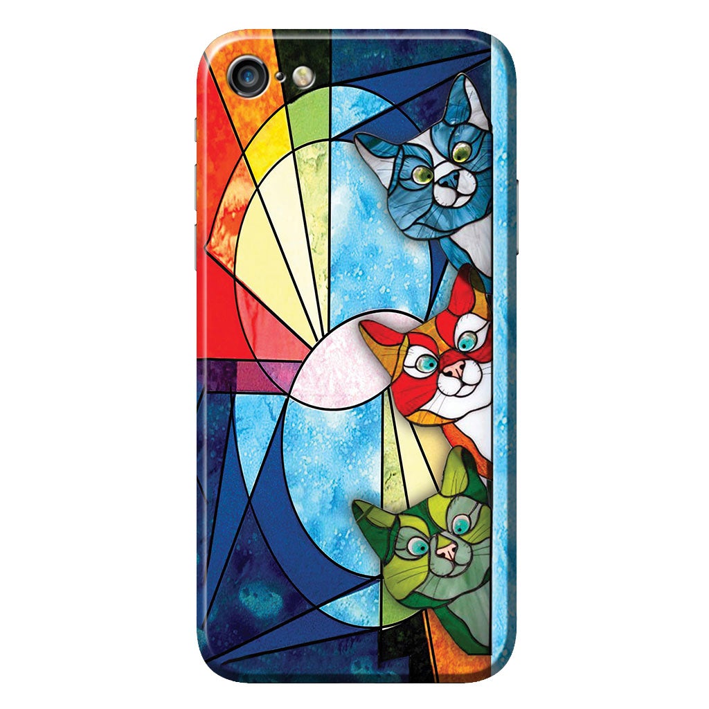 Peeking Cats Stained Glass Pattern Print - Cat Phone Case