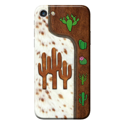 Love Cactus Leather Pattern Print Phone Case 062021