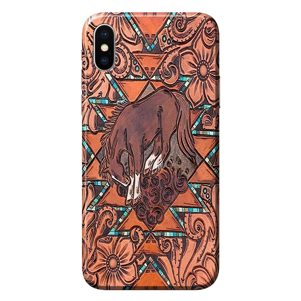 Love Horses Leather Pattern Print Phone Case