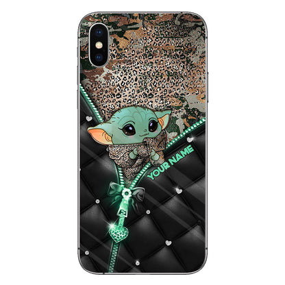 Too Cute I Am - Personalized The Force Phone Case With Leather Pattern Print