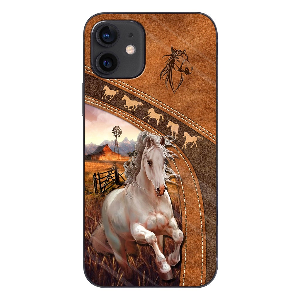 Horse Lovers - Personalized Phone Case With Leather Pattern Print