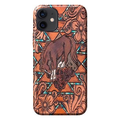 Love Horses Leather Pattern Print Phone Case