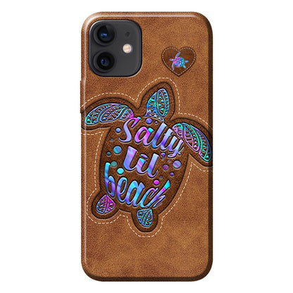 Salty Lil' Beach - Turtle Personalized Leather Pattern Print Phone Case