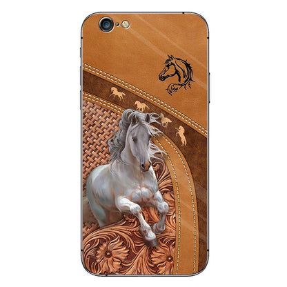 Love Horse - Personalized Horse Phone Case With Leather Pattern Print