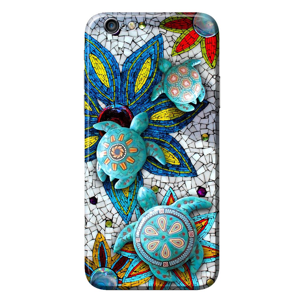 Turtles And Flowers Ceramic Pattern Print Phone Case