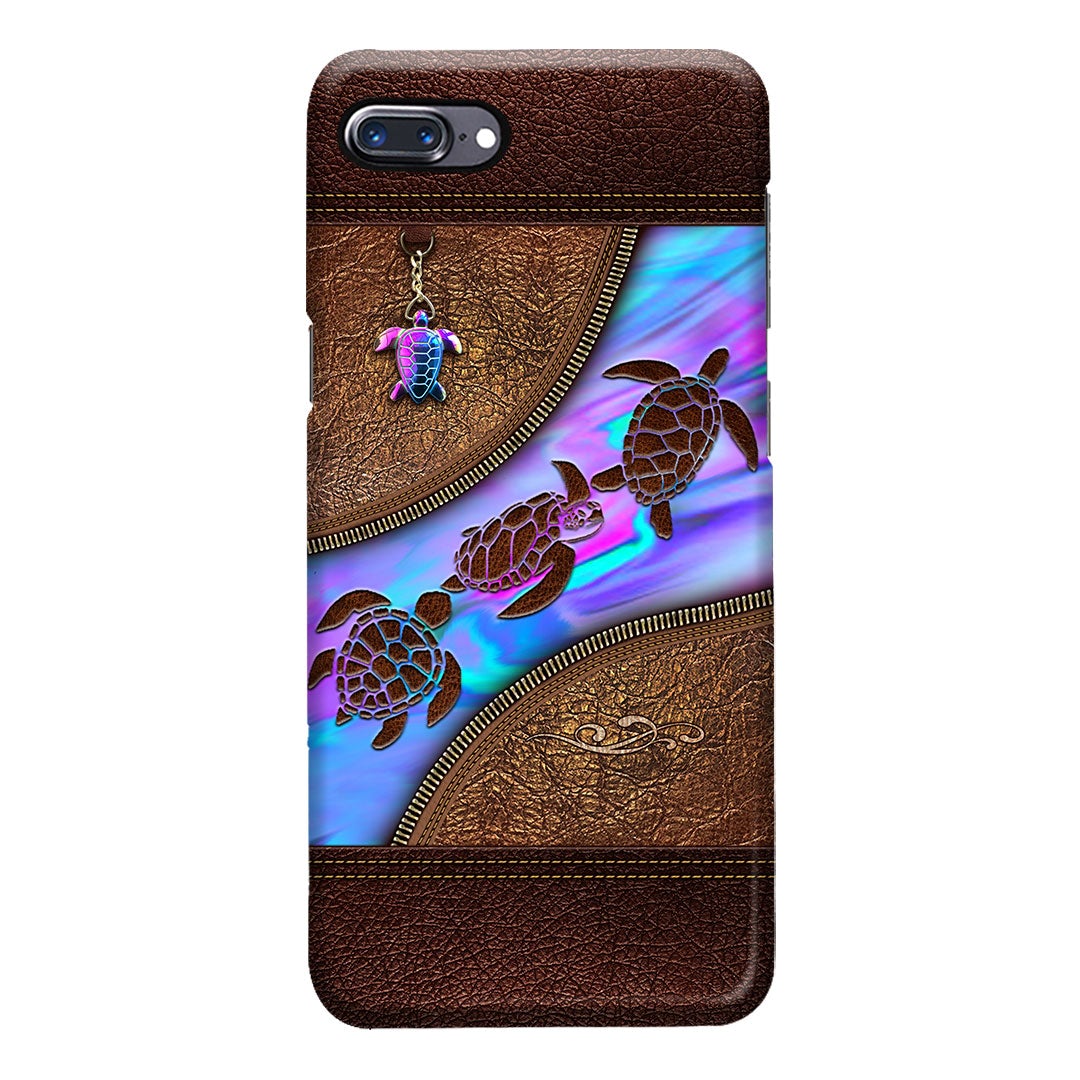 Salty Lil' Beach - Turtle Personalized Leather Pattern Print Phone Case